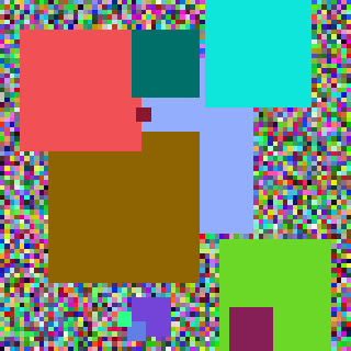 A pixelated sticker pattern generated by Governor to confuse a robot AI